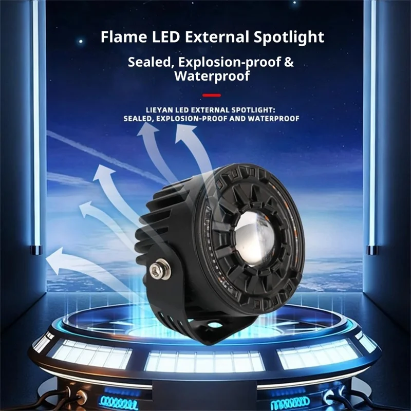 30W LED Motorcycle Headlight 3 Color Modes IP67 Waterproof Die Cast Aluminum Front Lamp