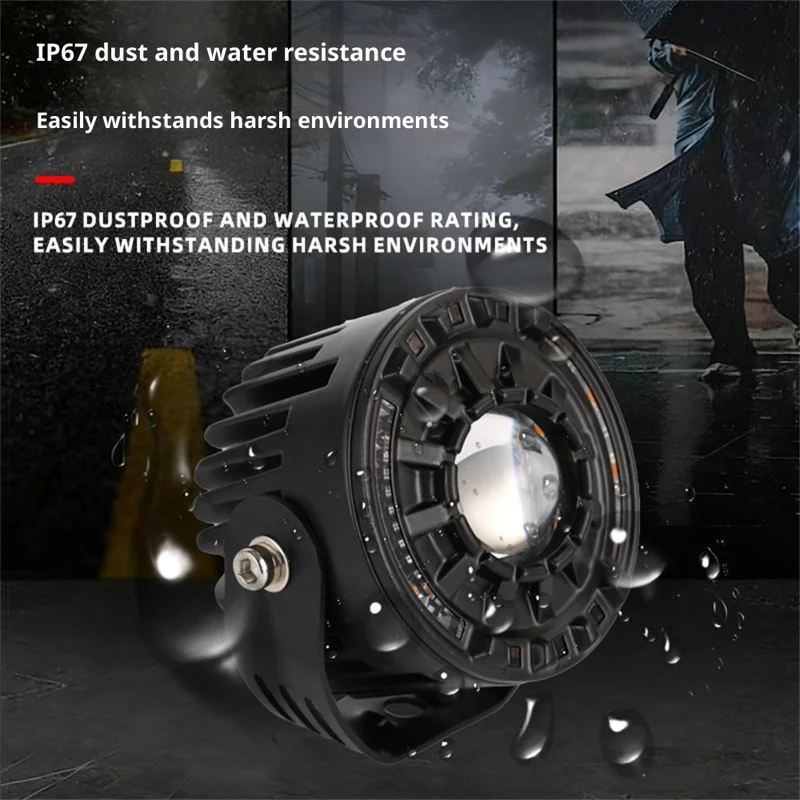 30W LED Motorcycle Headlight 3 Color Modes IP67 Waterproof Die Cast Aluminum Front Lamp