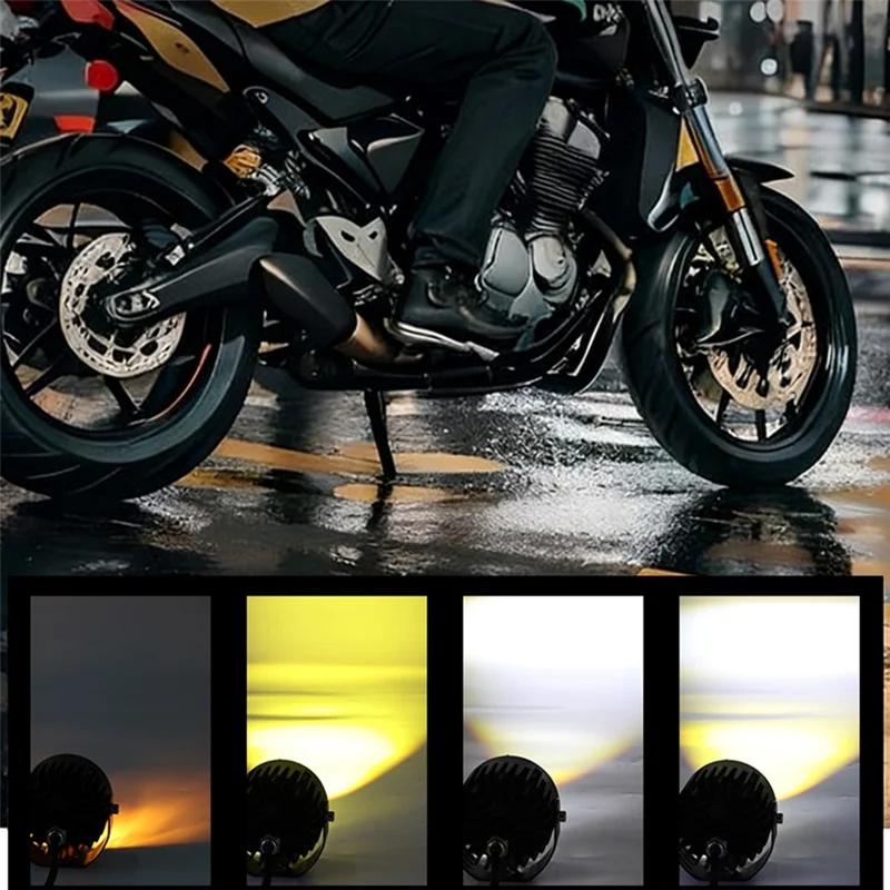 30W LED Motorcycle Headlight 3 Color Modes IP67 Waterproof Die Cast Aluminum Front Lamp