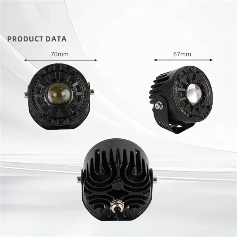 30W LED Motorcycle Headlight 3 Color Modes IP67 Waterproof Die Cast Aluminum Front Lamp