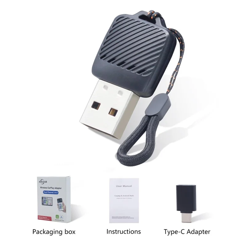 2 in 1 Wireless CarPlay Android Auto Adapter Wired to Wireless Smart USB Dongle for iPhone and Android