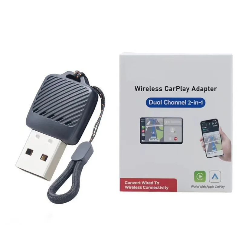 2 in 1 Wireless CarPlay Android Auto Adapter Wired to Wireless Smart USB Dongle for iPhone and Android