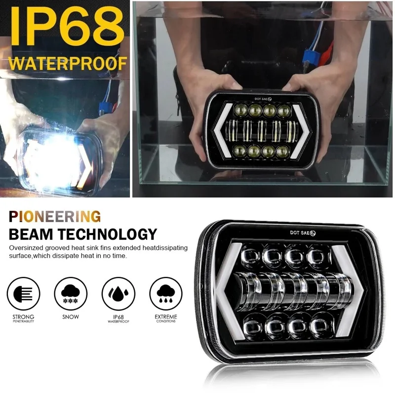 7 Inch LED Headlight with Arrow Turn Signals High Low Beam Offroad Driving Light Daytime Running Lamp