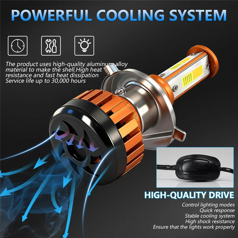 C01 White Yellow Dual Color 3-Sided LED Spotlight Waterproof High Brightness Motorcycle Headlight