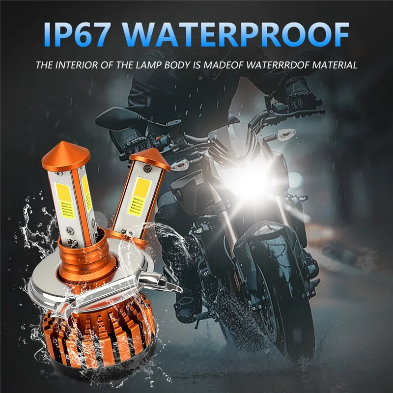 C01 White Yellow Dual Color 3-Sided LED Spotlight Waterproof High Brightness Motorcycle Headlight