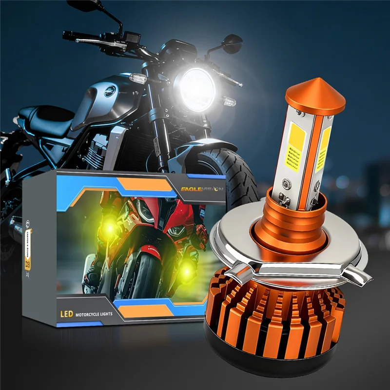 C01 White Yellow Dual Color 3-Sided LED Spotlight Waterproof High Brightness Motorcycle Headlight