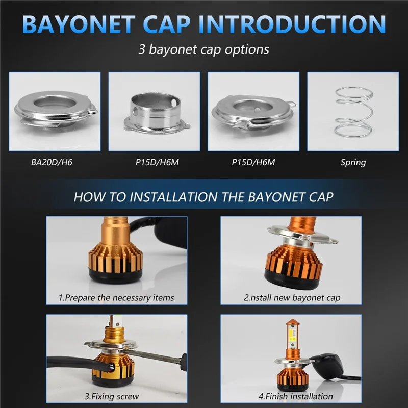 C01 Yellow White Blue Multi-Color LED Spotlight IP67 Waterproof Aluminum Alloy Motorcycle Headlight