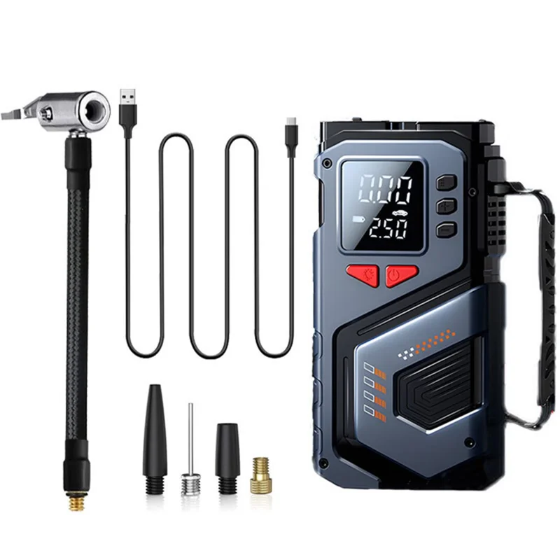 Multi-function Emergency Car Jump Starter Digital Display Wireless Tire Inflator with  SOS Mode and Flashlight