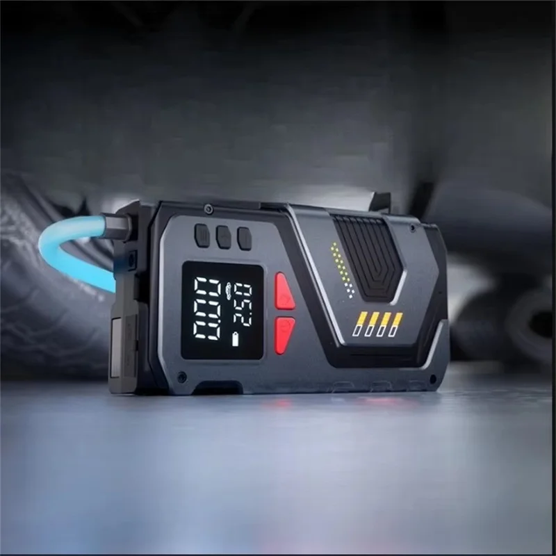 Digital Display Wireless Car Air Pump Emergency Jump Starter with Flashlight for Car Electric Vehicle