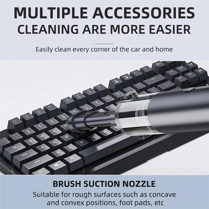 Portable Car Vacuum Cleaner 16000Pa High Suction Handheld Cordless Vacuum Blower for Auto / Home Cleaning - Grey