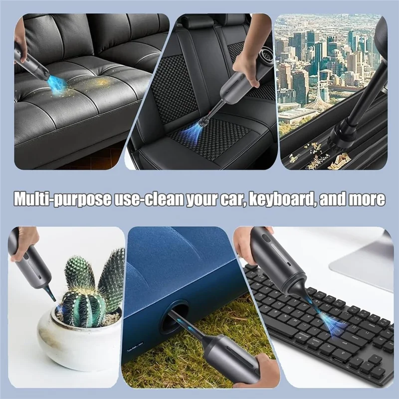 Portable Car Vacuum Cleaner 16000Pa High Suction Handheld Cordless Vacuum Blower for Auto / Home Cleaning - Grey