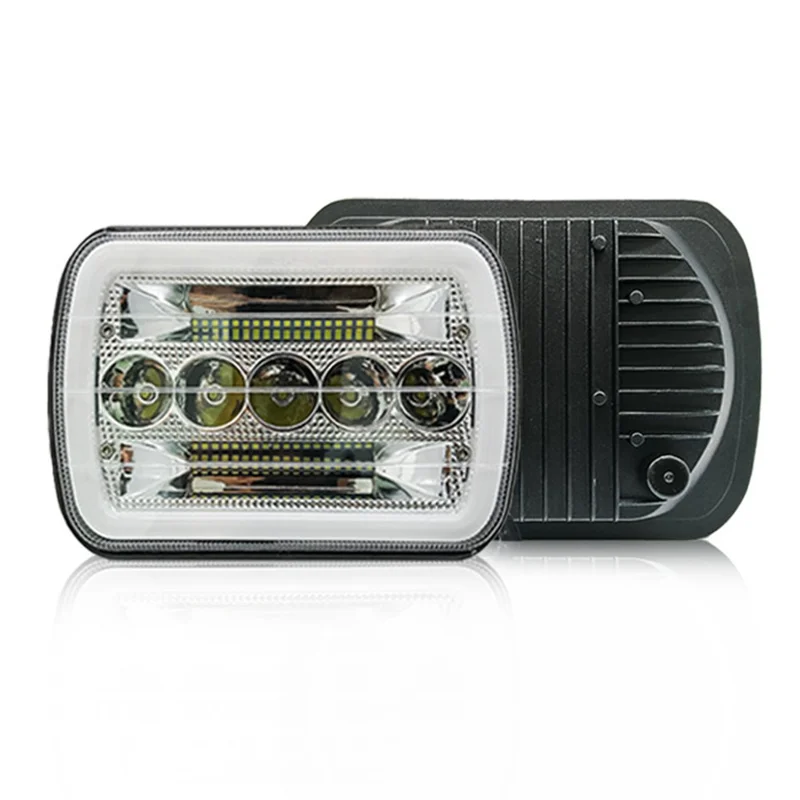 7 Zoll 5-LED Quadratische Scheinwerfer Doppelfarbe Abblendlicht Fernlicht Auto DRL Blinker Tagfahrlicht
