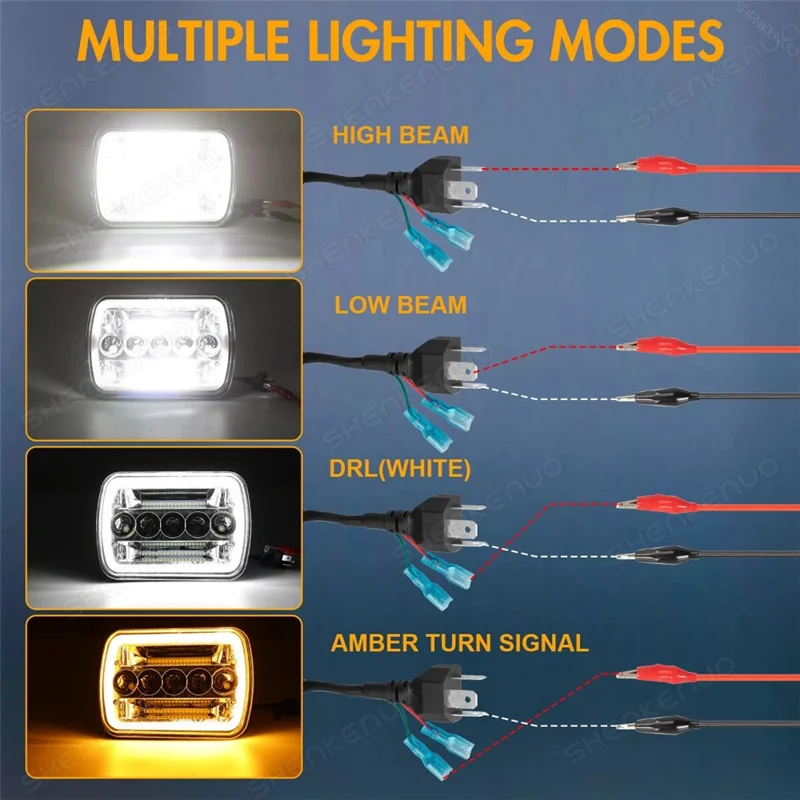 7 Zoll 5-LED Quadratische Scheinwerfer Doppelfarbe Abblendlicht Fernlicht Auto DRL Blinker Tagfahrlicht