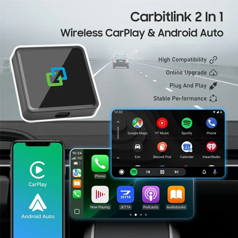 Wired to Wireless Carbitlink Adapter Wireless Car Play Android Auto Adapter Box
