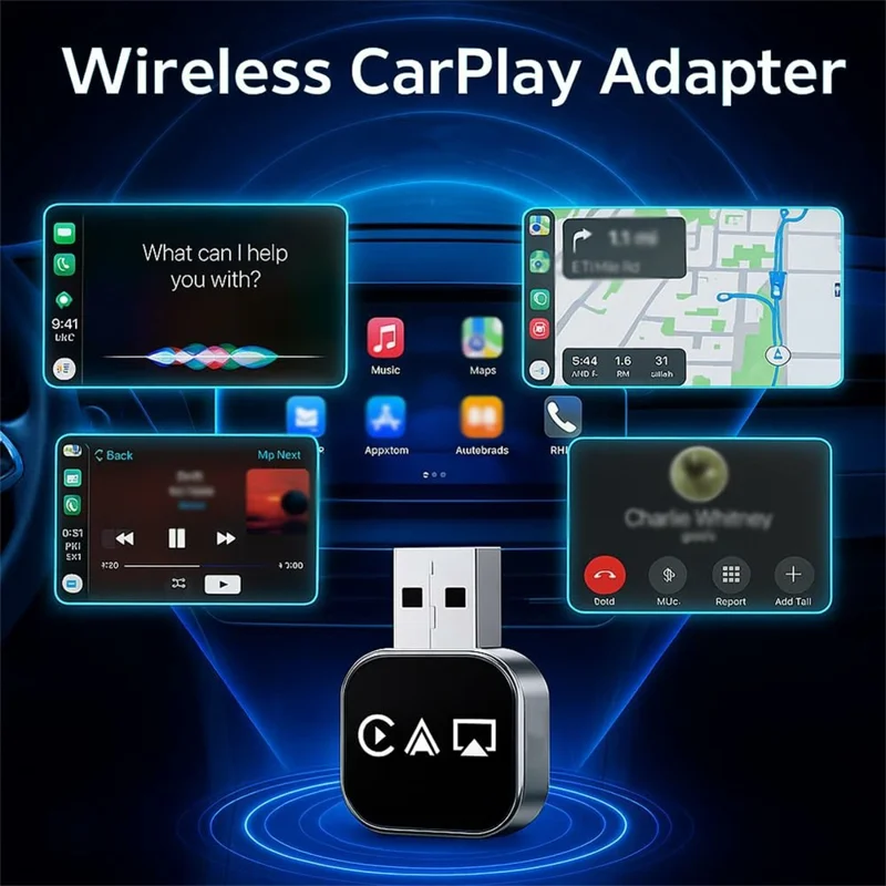 Q1AS 3 in 1 Airplay Smart AI Box for Apple CarPlay Android Auto Wired to Wireless Adapter - Silver