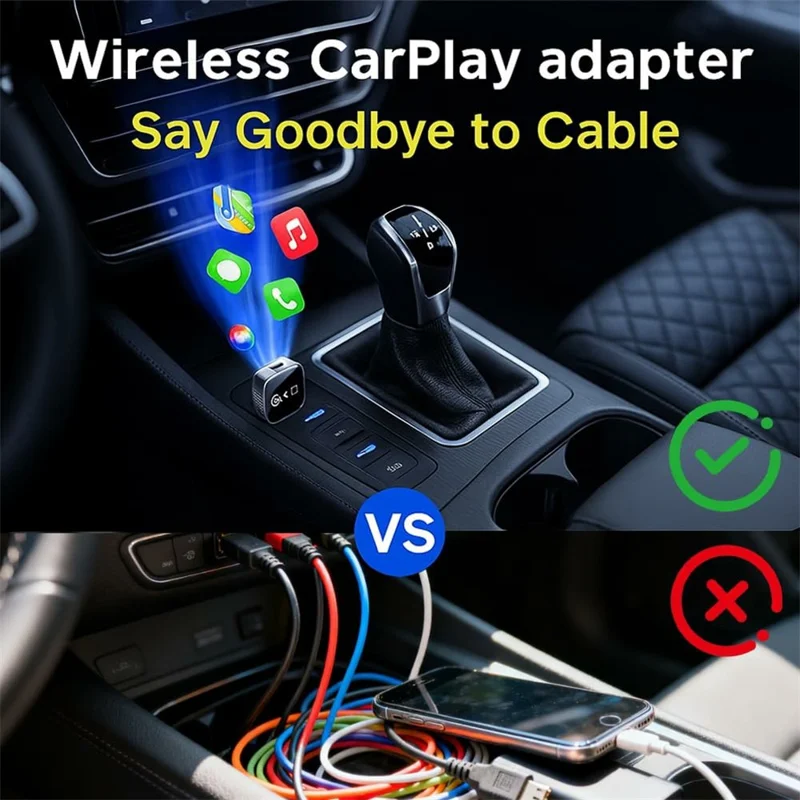Q1AS 3 in 1 Airplay Smart AI Box for Apple CarPlay Android Auto Wired to Wireless Adapter - Silver
