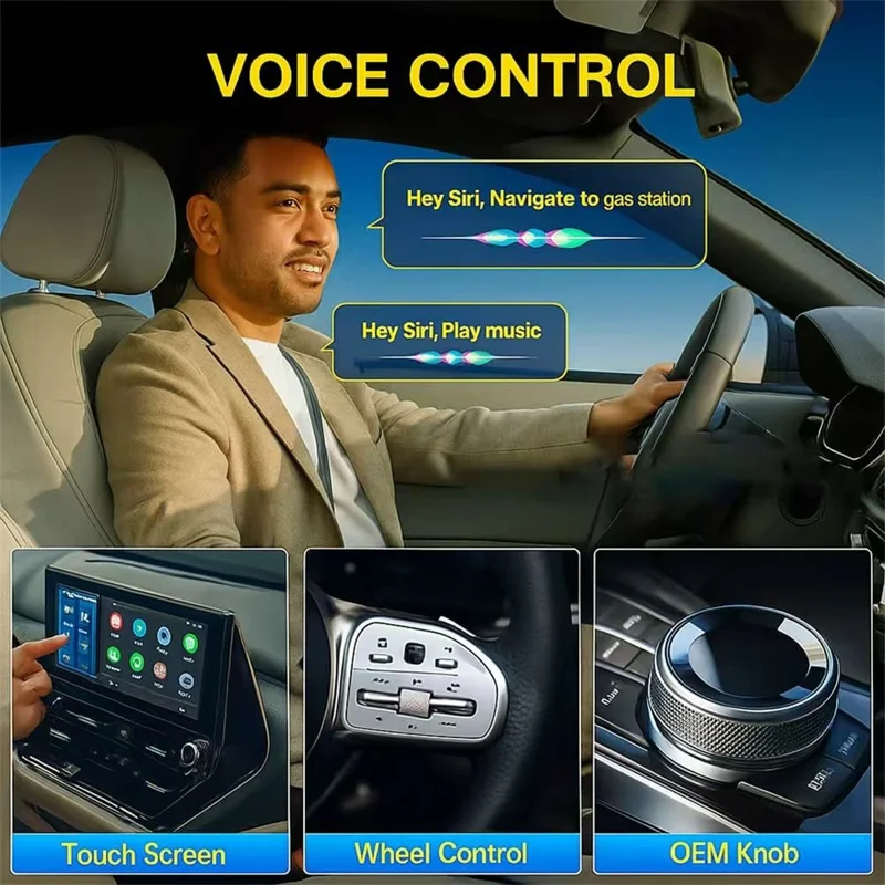 Q1AS 3 in 1 Airplay Smart AI Box for Apple CarPlay Android Auto Wired to Wireless Adapter - Silver