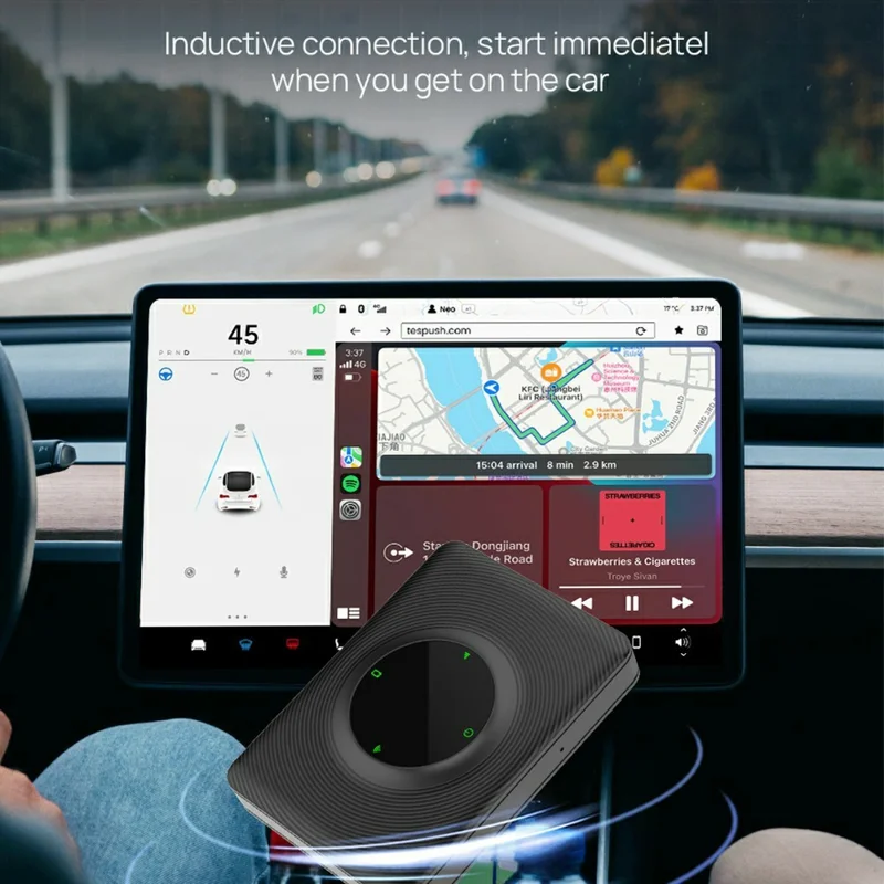 CPC200-T2C Wireless Car Play / Android Auto Adapter WiFi Bluetooth-Compatible for Tesla Model 3 / X / Y / S Waze
