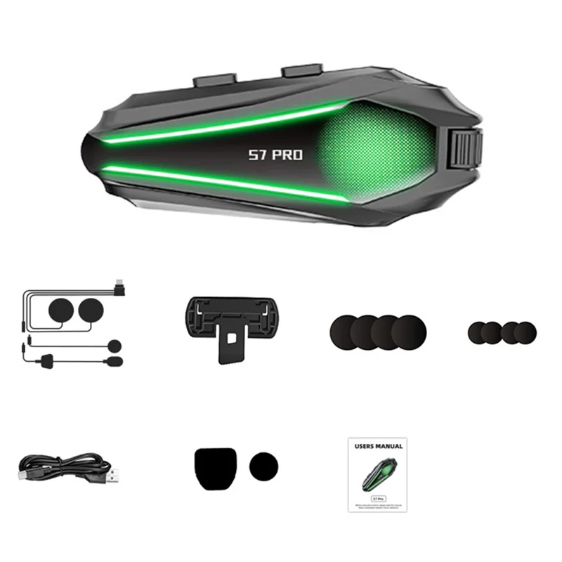 S7 PRO Motorcycle Helmet IP67 Waterproof Bluetooth-Compatible Headset Intercom with 2 in 1 Mic