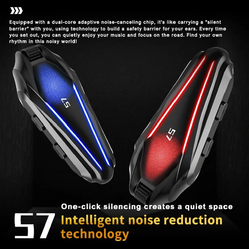 S7 PRO Motorcycle Helmet IP67 Waterproof Bluetooth-Compatible Headset Intercom with 2 in 1 Mic