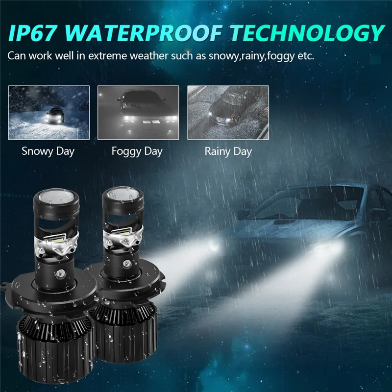 Ampoule de phare LED haute puissance N1 pour H4 Tube en cuivre double Mini lentille 65W 6500LM 6000K Puce CSP