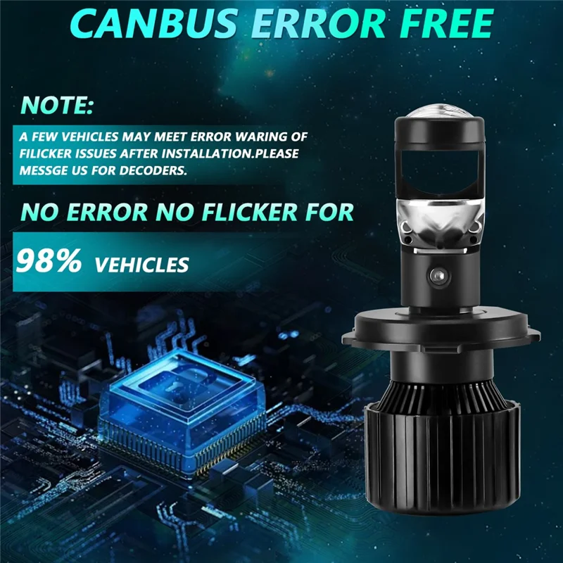 Ampoule de phare LED haute puissance N1 pour H4 Tube en cuivre double Mini lentille 65W 6500LM 6000K Puce CSP