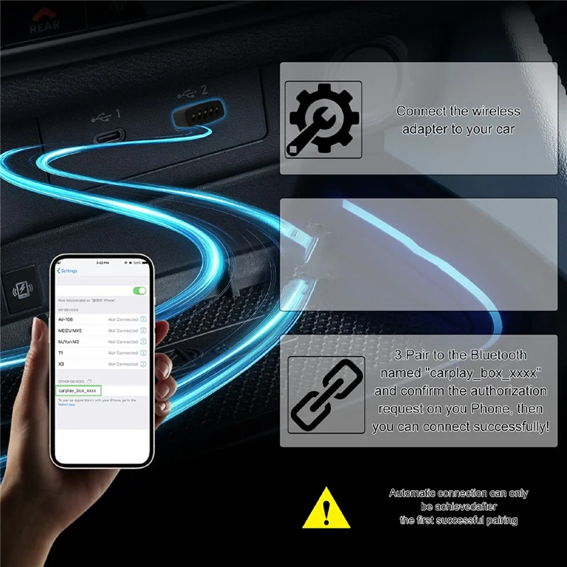 CP022 Wireless CarPlay Adapter Android Auto Converter Wired to Wireless Car Play Dongle Plug Play USB Adapter