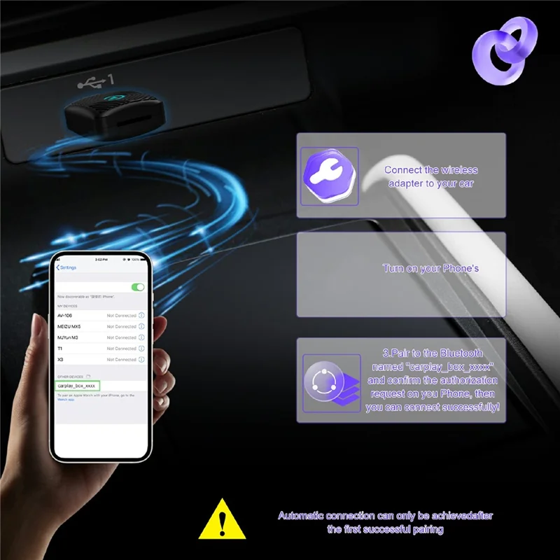 CP025 2 in 1 Wireless CarPlay Android Auto Adapter Wi-Fi 6 5GHz Car Connectivity Module Wired to Wireless Plug Play Car Link Box - Black