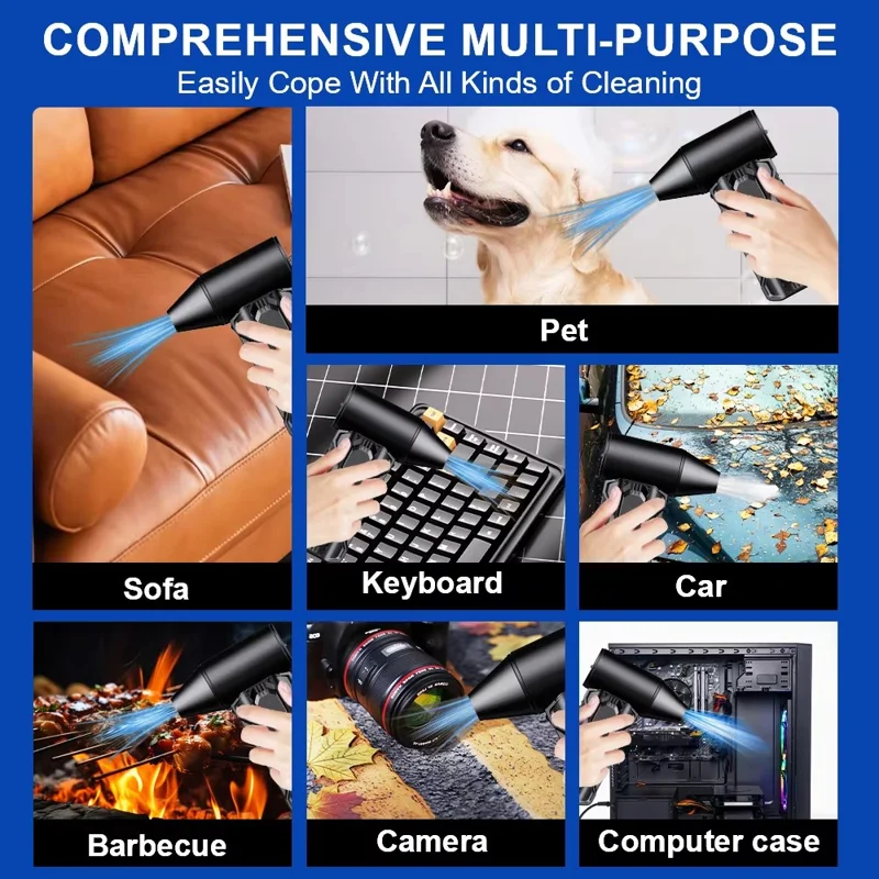 160000 RPM Turbo Fan Blower Portable Wireless Dust Blower with LED Light 5000mAh Rechargeable Air Blower