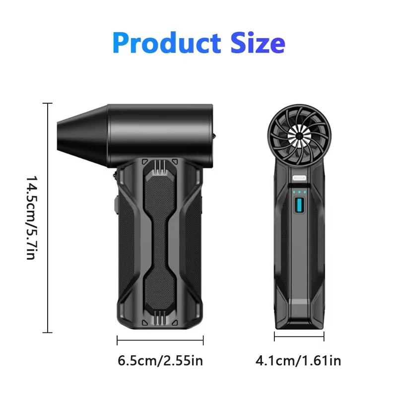 160000 RPM Turbo Fan Blower Portable Wireless Dust Blower with LED Light 5000mAh Rechargeable Air Blower