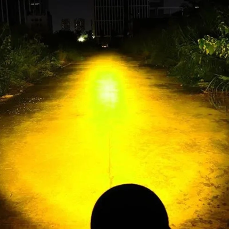 Projecteur LED 5 pouces à faisceau laser haute puissance, pièces modifiées pour véhicule tout-terrain, moto, voiture - lumière jaune / couvercle de lampe