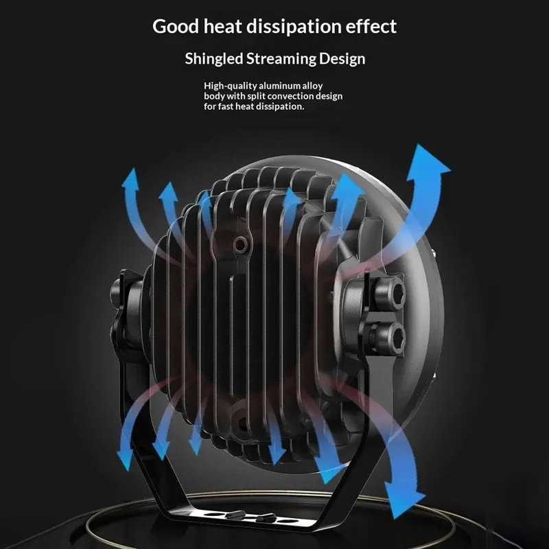 Projecteur LED 5 pouces à faisceau laser haute puissance, pièces modifiées pour véhicule tout-terrain, moto, voiture - lumière jaune / couvercle de lampe