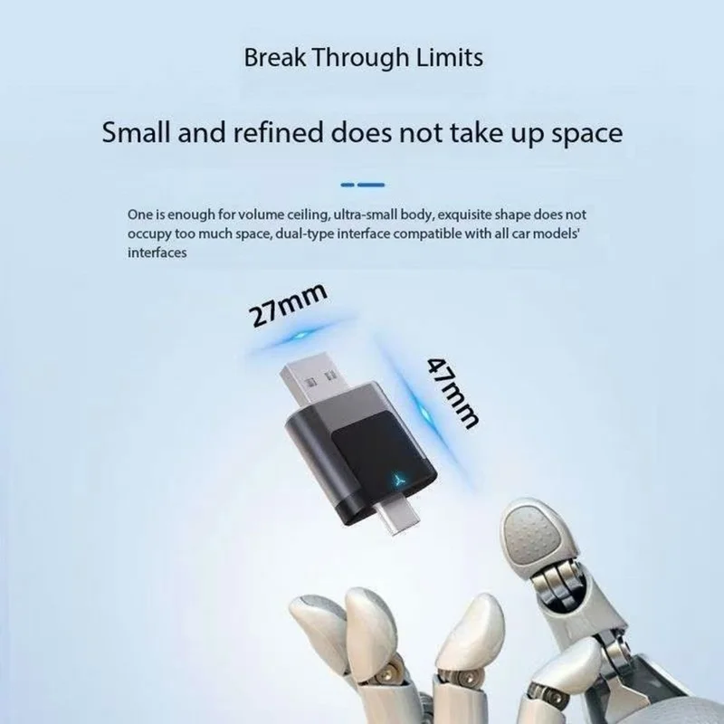 306AC 2 in 1 USB + Type-C Wireless CarPlay Android Auto Adapter for iPhone  /  Android Phones Wired to Wireless Dongle