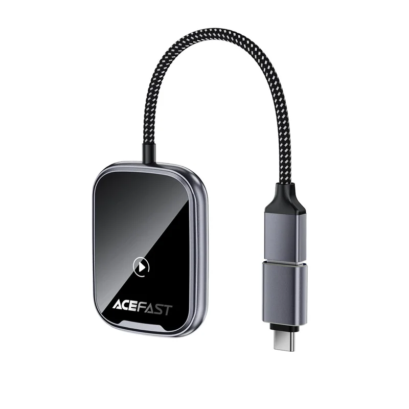 ACEFAST QC1 USB-A CarPlay Wireless Adapter for Apple CarPlay  /  Android Auto Wire to Wireless Converter - Metal Gray