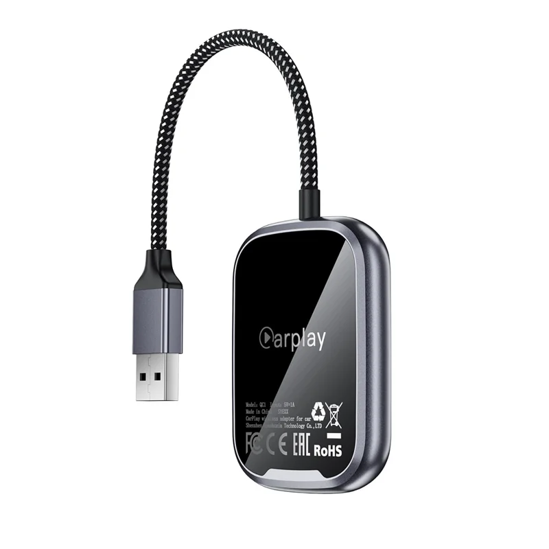 ACEFAST QC1 USB-A CarPlay Wireless Adapter for Apple CarPlay  /  Android Auto Wire to Wireless Converter - Metal Gray