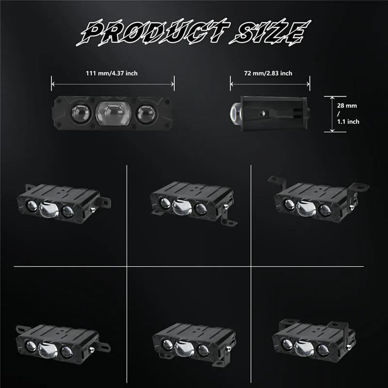 M5 90W High Power Car Grille Light High Low Beam IP68 Waterproof Triple Lens LED Spotlight