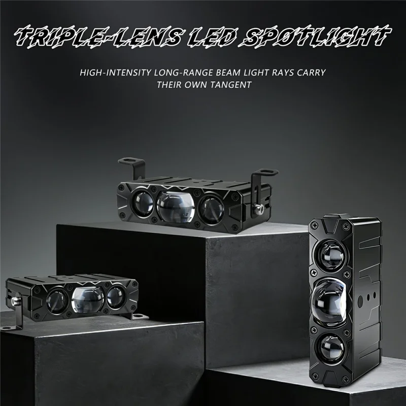 M5 90W High Power Car Grille Light High Low Beam IP68 Waterproof Triple Lens LED Spotlight