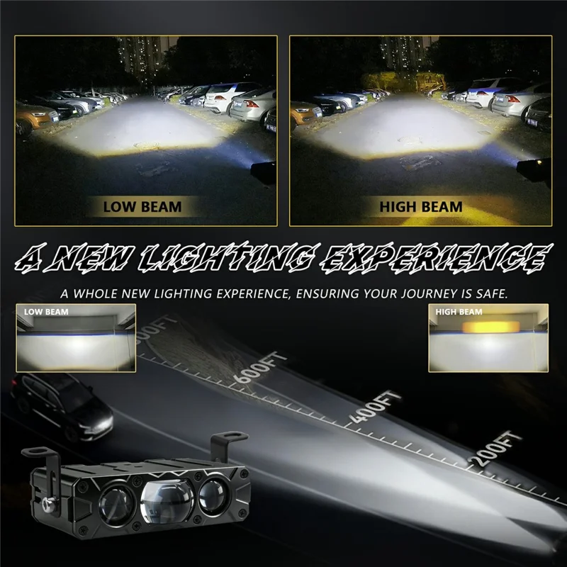 M5 90W High Power Car Grille Light High Low Beam IP68 Waterproof Triple Lens LED Spotlight