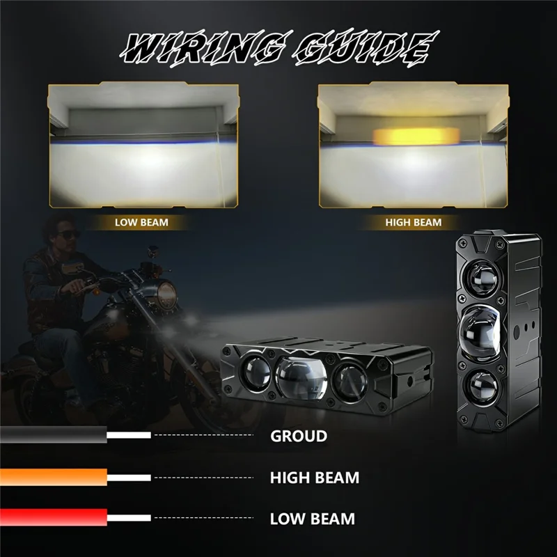 M5 90W High Power Car Grille Light High Low Beam IP68 Waterproof Triple Lens LED Spotlight