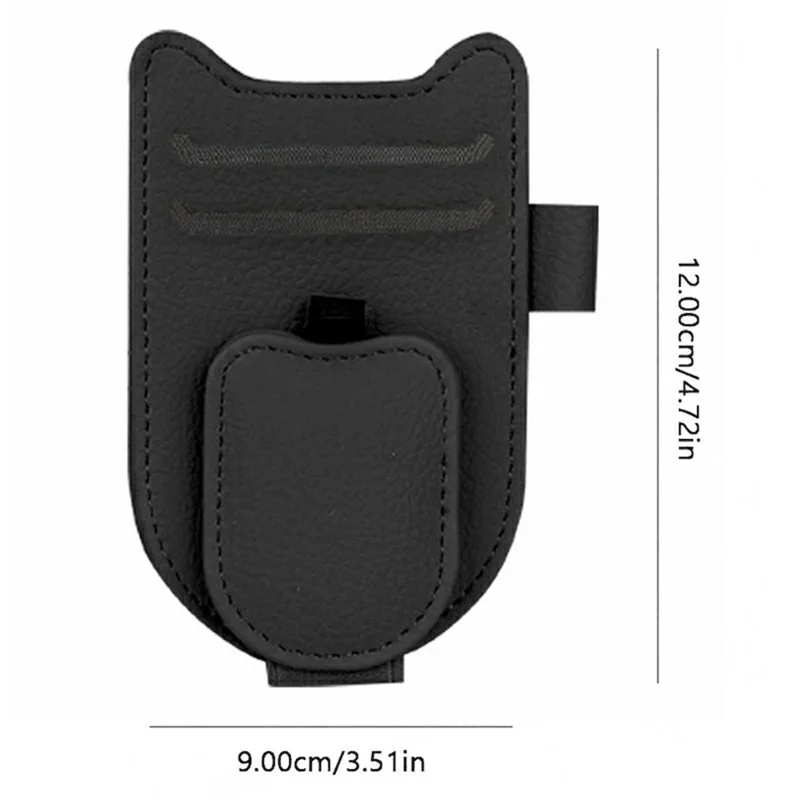 Multi-Functional Sunglasses Holder for Car Sun Visor Clip On PU Leather Card Organizer with Pen Loop - Orange