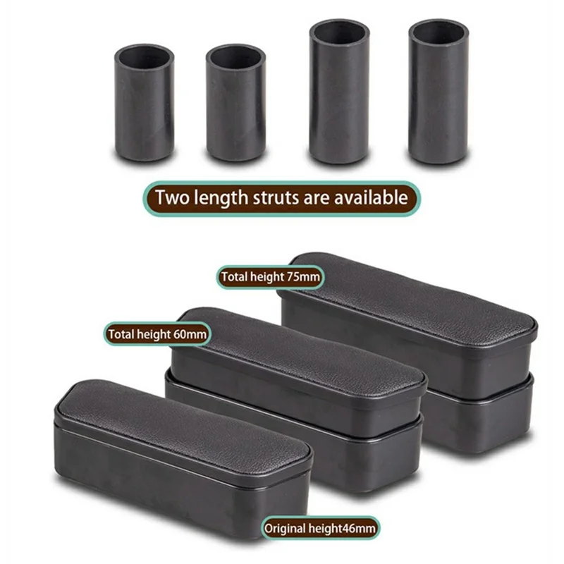 Multi-Functional Storage Car Armrest Elbow Pad Height-Adjustable Vehicle Armrest Box Cushion - Black