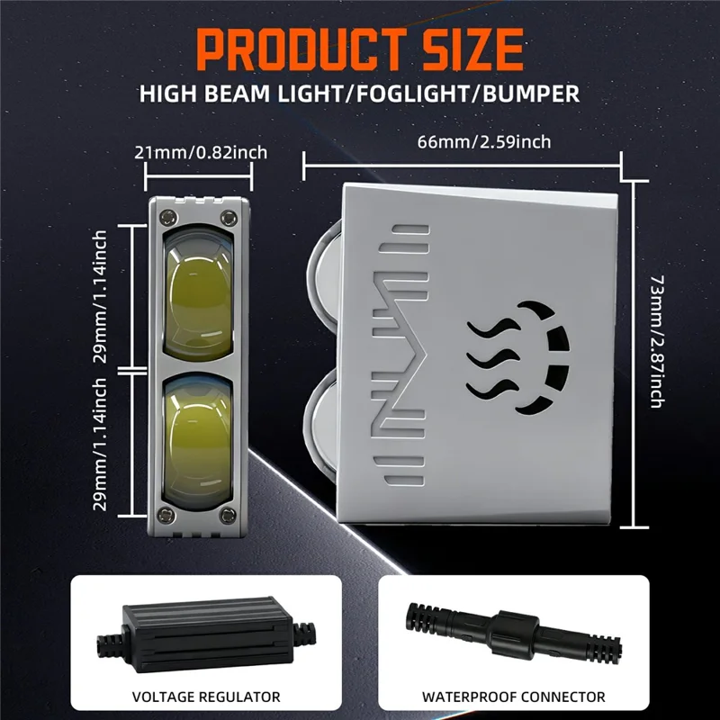 S10 1Pc 35W 2-LED Ultra Thin Car Grille Light with Cooling Fan Dual Color Motorcycle Auxiliary Driving Lamp