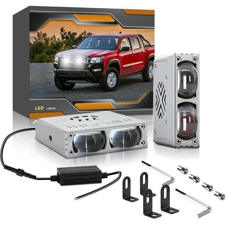 S10 1Pc 35W 2-LED Ultra Thin Car Grille Light with Cooling Fan Dual Color Motorcycle Auxiliary Driving Lamp