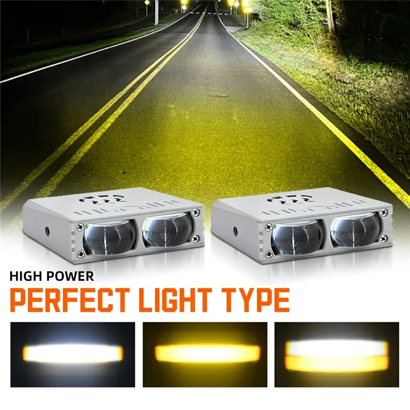 S10 1Pc 35W 2-LED Ultra Thin Car Grille Light with Cooling Fan Dual Color Motorcycle Auxiliary Driving Lamp