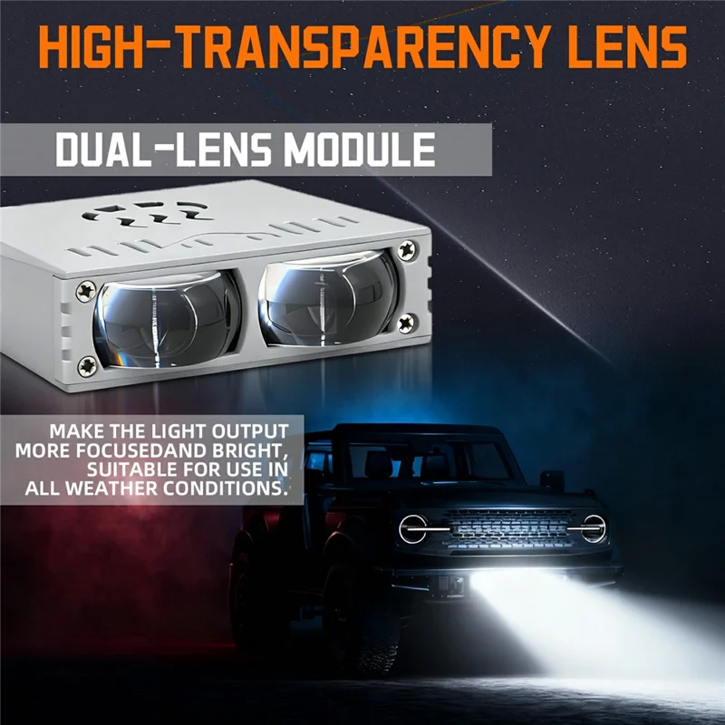 S10 1Pc 35W 2-LED Ultra Thin Car Grille Light with Cooling Fan Dual Color Motorcycle Auxiliary Driving Lamp