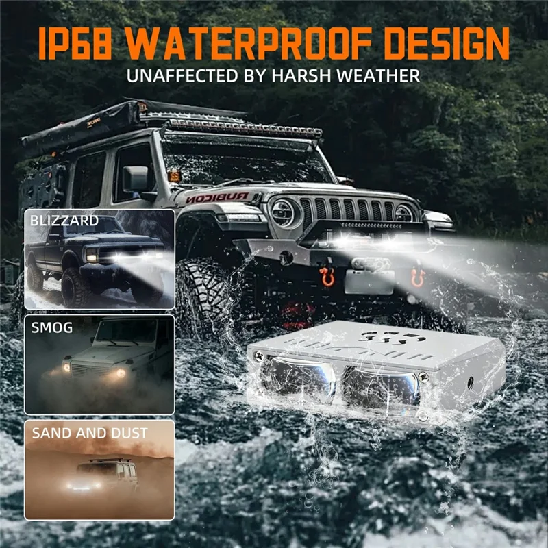 S10 1Pc 35W 2-LED Ultra Thin Car Grille Light with Cooling Fan Dual Color Motorcycle Auxiliary Driving Lamp