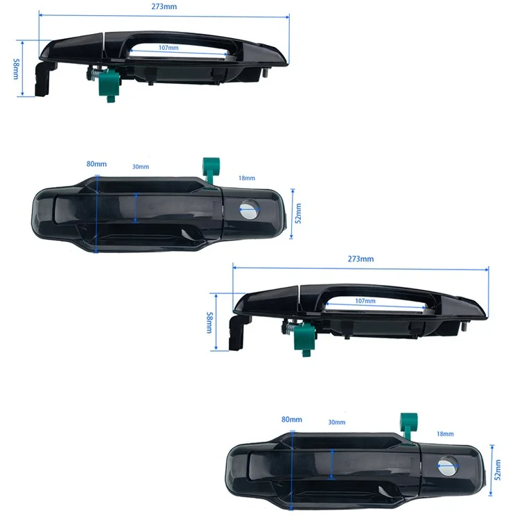 A3443 2 Paires Car Avant Arrière Droit Gauche Gauche Poignée de Traction Extérieure Pour Kia Sorento, OE: 82650-3E010, 82660-3E010