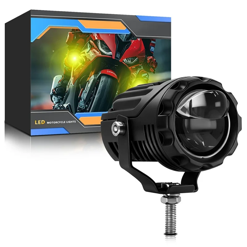 S9 1Pc 50W Dual Lens Motorcycle Spotlight Aluminum Alloy Housing High Low Beam LED Auxiliary Light