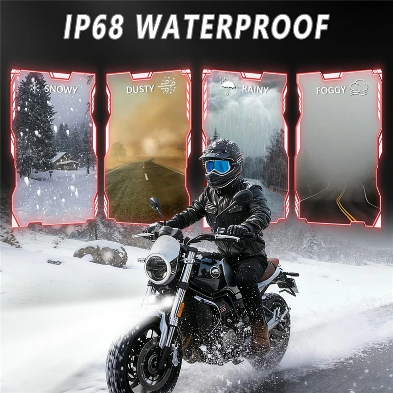 S9 1Pc 50W Dual Lens Motorcycle Spotlight Aluminum Alloy Housing High Low Beam LED Auxiliary Light