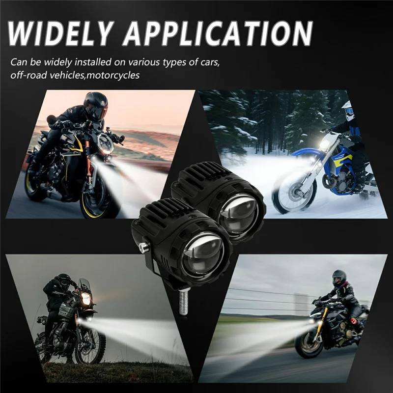 S9 1Pc 50W Dual Lens Motorcycle Spotlight Aluminum Alloy Housing High Low Beam LED Auxiliary Light
